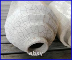 Paire d'anciens vases art-déco en céramique craquelée marque à identifier