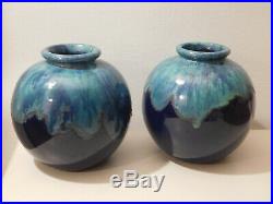 Paire de vases boule Art Déco céramique vernissée signée CAB Félix GETE 1930