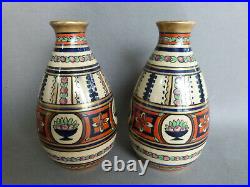 Paire de vases céramique Alfred Renoleau Angoulême Art Déco Marquise de Sévigné