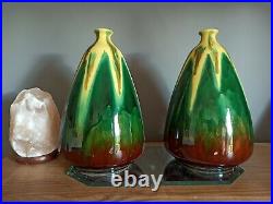 Paire de vases en céramique de Orchies France époque Art Deco. H32cm