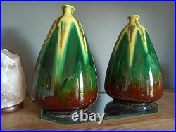 Paire de vases en céramique de Orchies France époque Art Deco. H32cm