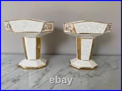 Paire de vide poches, cassolettes, présentoirs, ART DECO, céramique craquelée