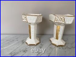 Paire de vide poches, cassolettes, présentoirs, ART DECO, céramique craquelée