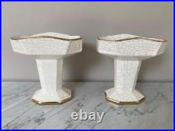 Paire de vide poches, cassolettes, présentoirs, ART DECO, céramique craquelée