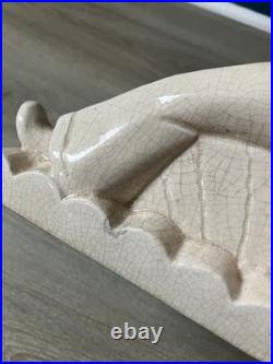 Paire serre livres céramique craquelé Art deco Fontinelle Larrieu Geo Martel