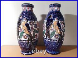 Paire vase style art déco Amphora Tchecoslovaquie ceramique faïence émaillée