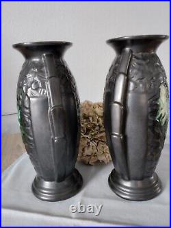 Paire vases céramique Art Déco 1930 Airain Belgique