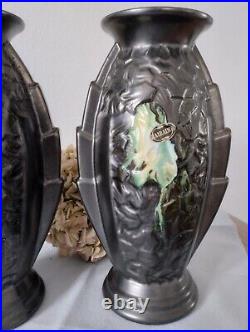 Paire vases céramique Art Déco 1930 Airain Belgique