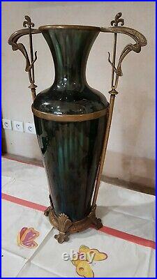 Paires d'anciens grands vases Art Déco/ Art Nouveau céramique Hauteur 54 cm