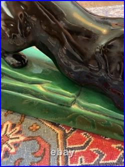 Panthère À L'affût Grande Céramique Émaillée Art Déco 58,5x27,5x12 Signée B État