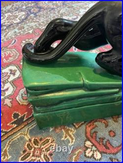 Panthère À L'affût Grande Céramique Émaillée Art Déco 58,5x27,5x12 Signée B État