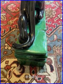 Panthère À L'affût Grande Céramique Émaillée Art Déco 58,5x27,5x12 Signée B État