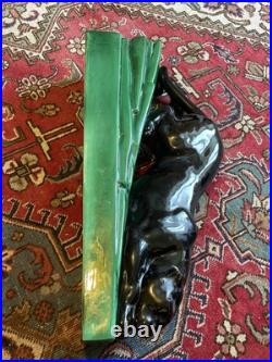 Panthère À L'affût Grande Céramique Émaillée Art Déco 58,5x27,5x12 Signée B État