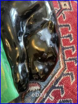 Panthère À L'affût Grande Céramique Émaillée Art Déco 58,5x27,5x12 Signée B État