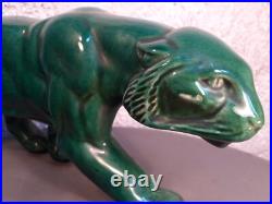 Panthere en Céramique Verte Art Déco Lion St Clément Statue Animalier Bronze Panthere en Céramique Verte Art Déco Lion St Clément Statue Animalier Bronze