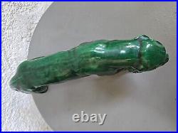 Panthere en Céramique Verte Art Déco Lion St Clément Statue Animalier Bronze
