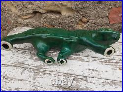 Panthere en Céramique Verte Art Déco Lion St Clément Statue Animalier Bronze