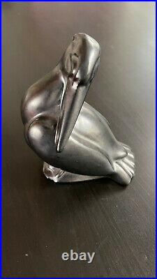 Pélican Art Déco sculpture animalière céramique noire oiseau stylisé géometrique