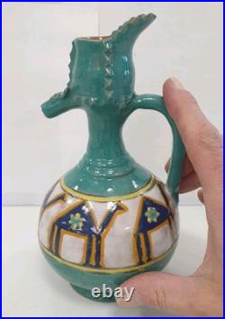 Pichet 21 cm zoomorphe carafe ceramique atelier louis tissier tunisien art deco Pichet 21 cm zoomorphe carafe ceramique atelier louis tissier tunisien art deco