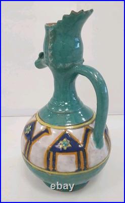 Pichet 21 cm zoomorphe carafe ceramique atelier louis tissier tunisien art deco Pichet 21 cm zoomorphe carafe ceramique atelier louis tissier tunisien art deco