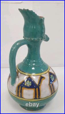 Pichet 21 cm zoomorphe carafe ceramique atelier louis tissier tunisien art deco Pichet 21 cm zoomorphe carafe ceramique atelier louis tissier tunisien art deco
