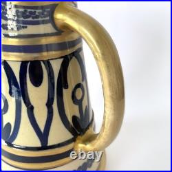 Pichet Art déco en céramique émaillée bleu et or, Alfred Renoleau Années 1920s