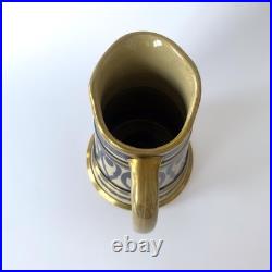 Pichet Art déco en céramique émaillée bleu et or, Alfred Renoleau Années 1920s