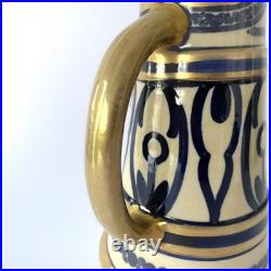 Pichet Art déco en céramique émaillée bleu et or, Alfred Renoleau Années 1920s