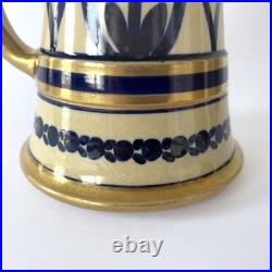 Pichet Art déco en céramique émaillée bleu et or, Alfred Renoleau Années 1920s