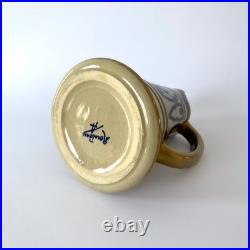 Pichet Art déco en céramique émaillée bleu et or, Alfred Renoleau Années 1920s