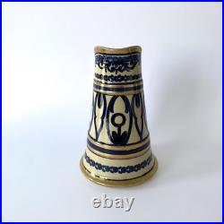 Pichet Art déco en céramique émaillée bleu et or, Alfred Renoleau Années 1920s