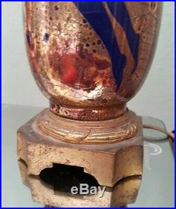 Pied De Lampe A La Danseuse Ceramique Art Deco Bleu & Or Gout De Mayodon 1940