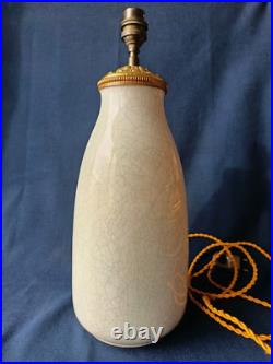 Pied De Lampe Art Deco En Ceramique Craquelee H. 37cm Pied De Lampe Art Deco En Ceramique Craquelee H. 37cm