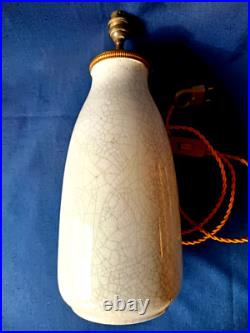 Pied De Lampe Art Deco En Ceramique Craquelee H. 37cm Pied De Lampe Art Deco En Ceramique Craquelee H. 37cm