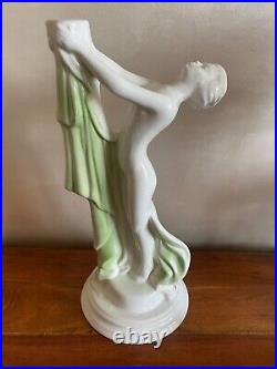 Pied de Lampe Vintage en Céramique Femme Nue 1970s Art Déco