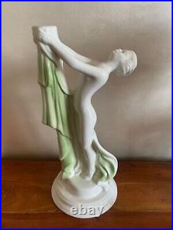 Pied de Lampe Vintage en Céramique Femme Nue 1970s Art Déco