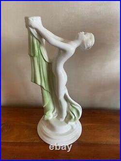 Pied de Lampe Vintage en Céramique Femme Nue 1970s Art Déco