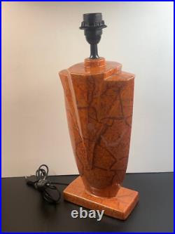 Pied de Lampe en Céramique style Art déco Faux Marbre Corail 45 cm ht de Douille
