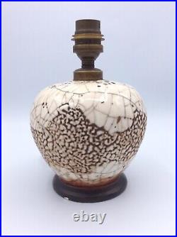 Pied de lampe en céramique crispé raku émaillé de Jean Besnard Art Déco