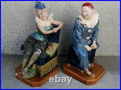 Pierrot et colombine céramique 1900 sculpture ceramic figure art nouveau antique