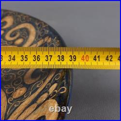 Plat Murale En Maiolica Céramique Figure Archer Bleu Beige Art Déco Vintage