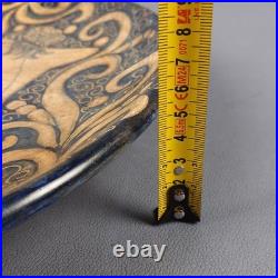 Plat Murale En Maiolica Céramique Figure Archer Bleu Beige Art Déco Vintage