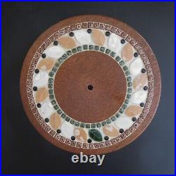 Plateau rond fait main bois céramique mosaïque vintage art déco table N4188