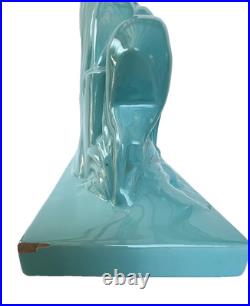 Polbert Femme à l'antilope, sculpture en faïence 1940 Art Déco