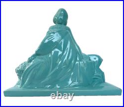 Polbert Femme à l'antilope, sculpture en faïence 1940 Art Déco