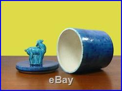 Pot Art Déco En Céramique Émaillée Bleue Art Deco Blue Pot