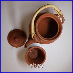 Poterie céramique terre cuite théière marron vintage art déco table Chine N7403