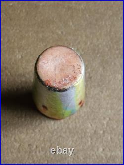 Poujol Limoges Vase Art Deco Sur Cuivre Émaillée Céramique