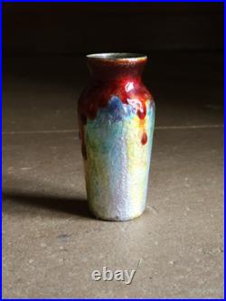 Poujol Limoges Vase Art Deco Sur Cuivre Émaillée Céramique