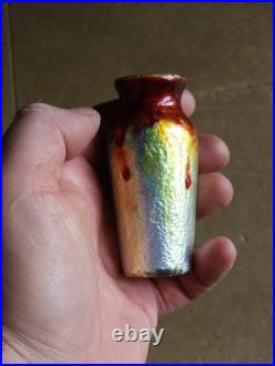 Poujol Limoges Vase Art Deco Sur Cuivre Émaillée Céramique